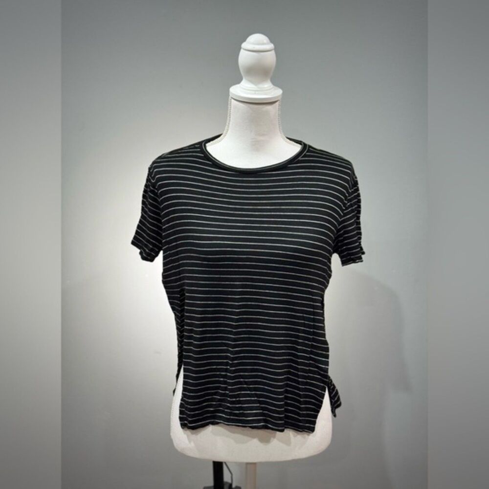 Le Lis Black and White Striped Short Sleeve Tee